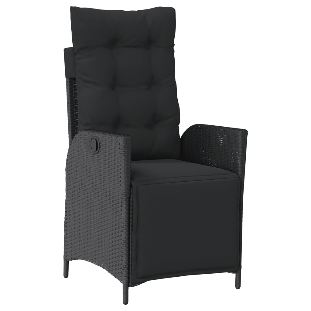 Ensemble à manger de jardin coussins 5pcs Noir Résine tressée