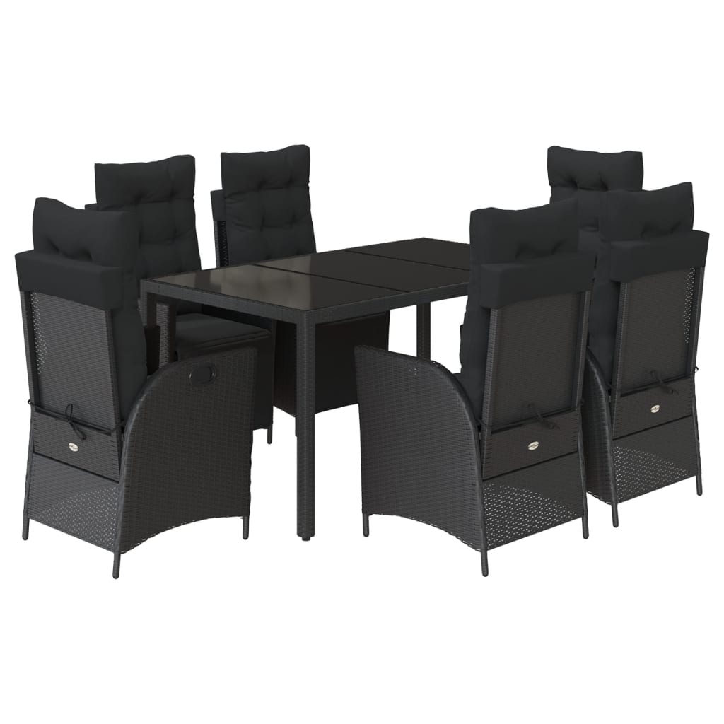 Ensemble à manger de jardin coussins 7pcs Noir Résine tressée Salons de jardin vidaXL