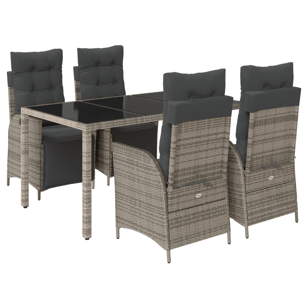 Ensemble à manger de jardin 5 pcs coussins gris résine tressée
