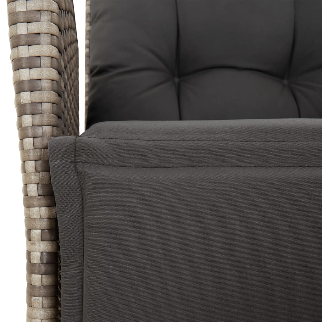 Ensemble à manger de jardin 3 pcs coussins gris résine tressée