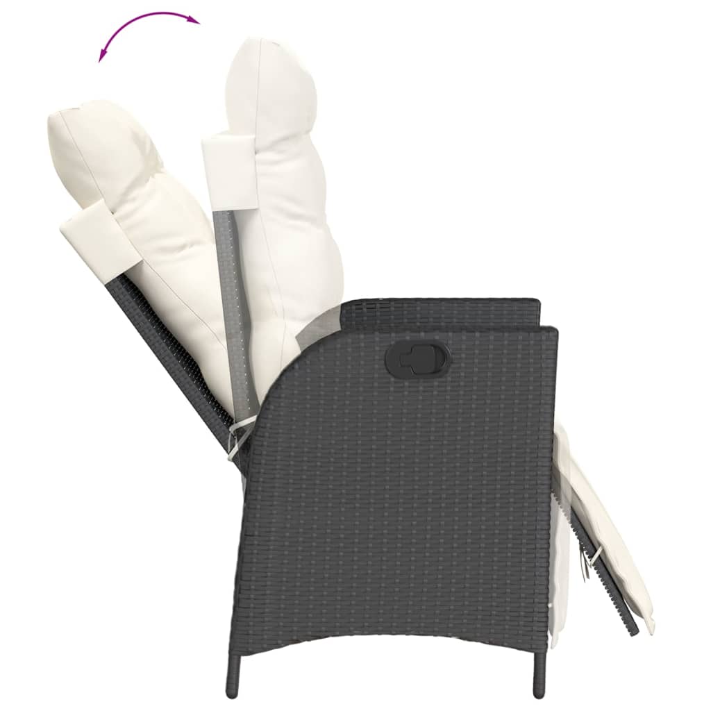 Ensemble à manger de jardin coussins 7pcs Noir Résine tressée