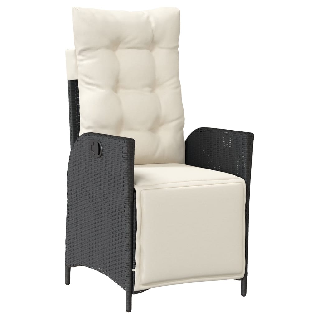 Ensemble à manger de jardin coussins 5pcs Noir Résine tressée