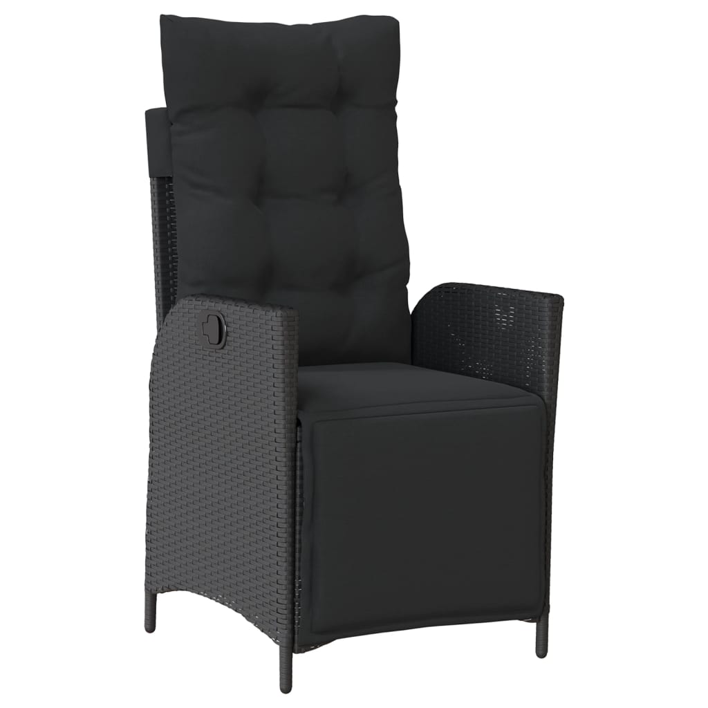 Ensemble à manger de jardin avec coussins 3 pcs Noir