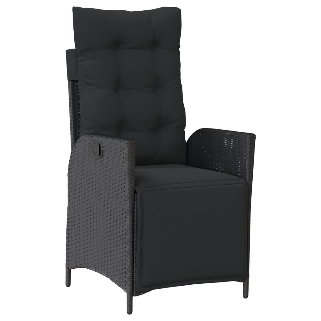 Ensemble à manger de jardin coussins 5pcs Noir Résine tressée