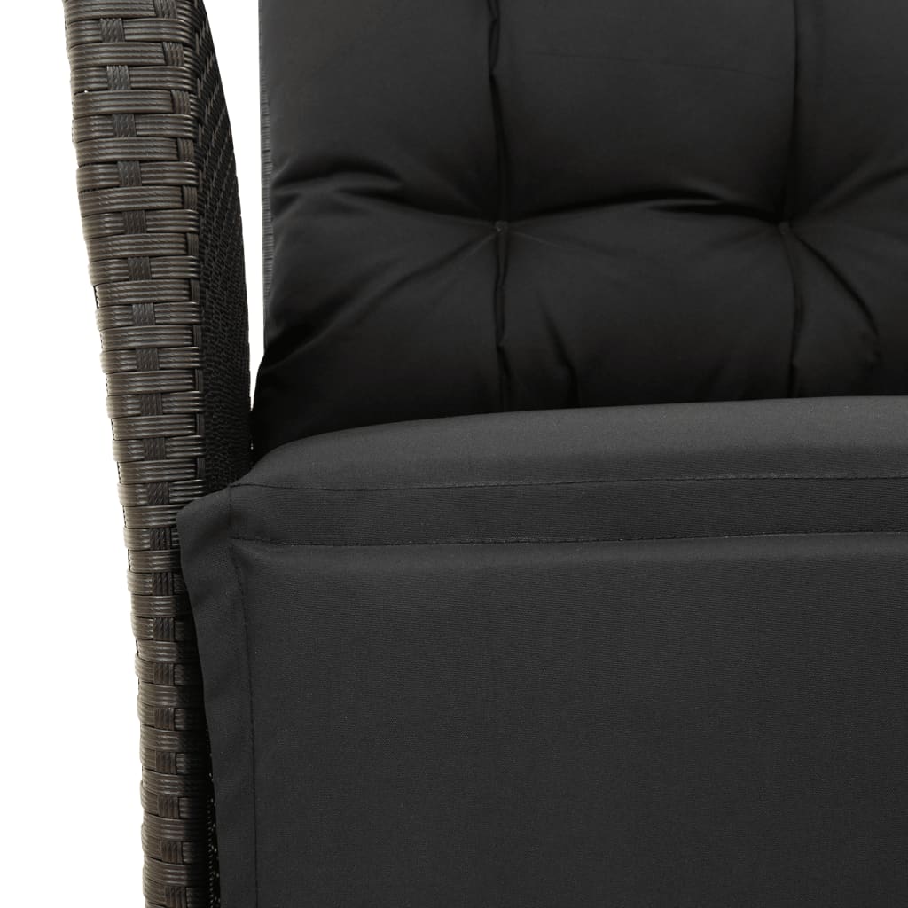 Ensemble à manger de jardin coussins 5pcs Noir Résine tressée