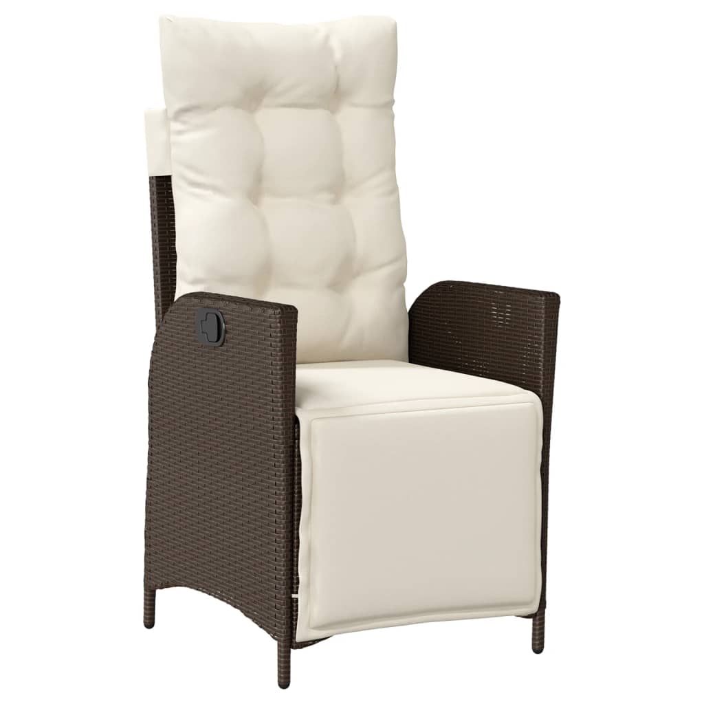 Ensemble à manger de jardin 5 pcs et coussins marron poly rotin