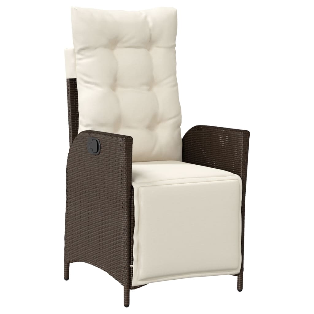 Ensemble à manger de jardin 5 pcs et coussins marron poly rotin