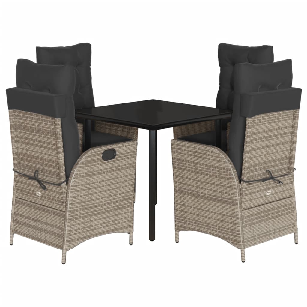 Ensemble à manger de jardin 5 pcs coussins gris résine tressée