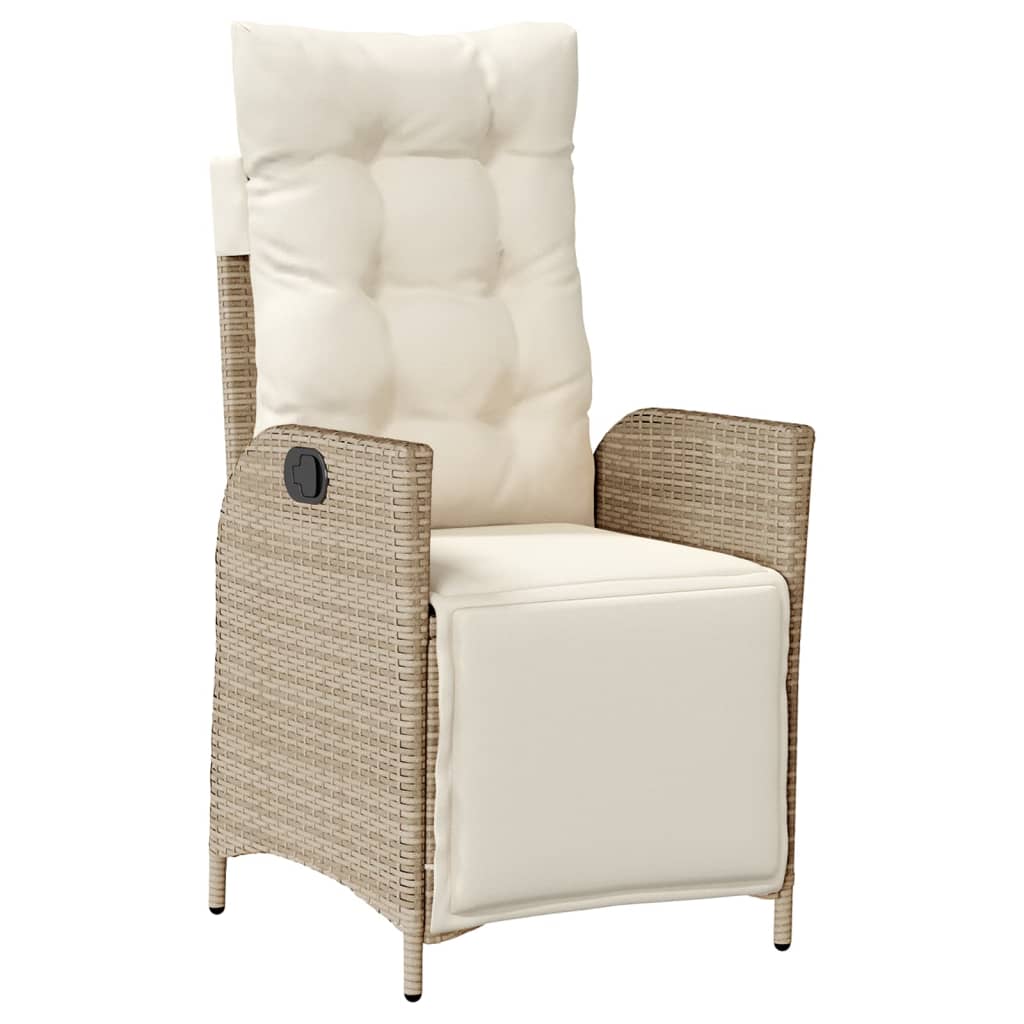 Ensemble à manger de jardin avec coussins 5pcs Beige poly rotin