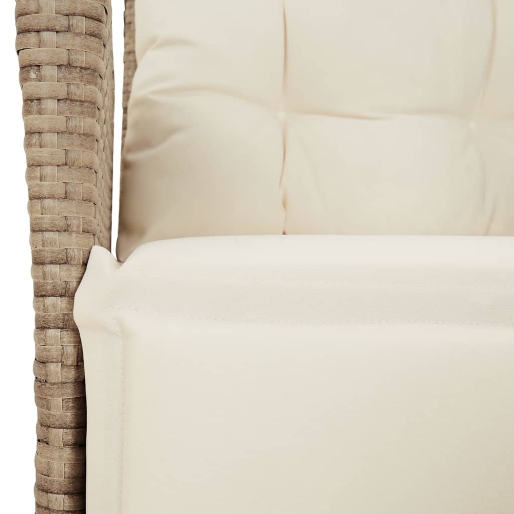Ensemble à manger de jardin avec coussins 5pcs Beige poly rotin