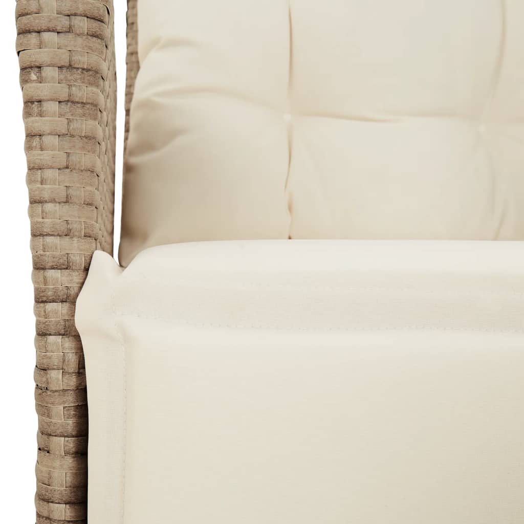 Ensemble à manger de jardin et coussins 3 pcs Beige poly rotin