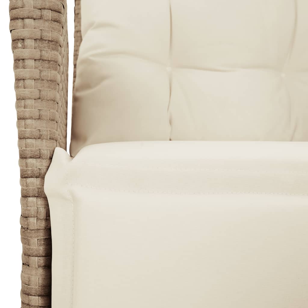 Ensemble à manger de jardin avec coussins 5pcs Beige poly rotin