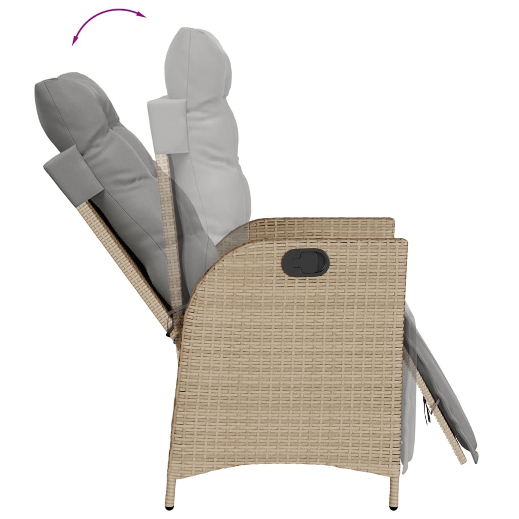 Ensemble à manger de jardin et coussins 3 pcs mélange beige