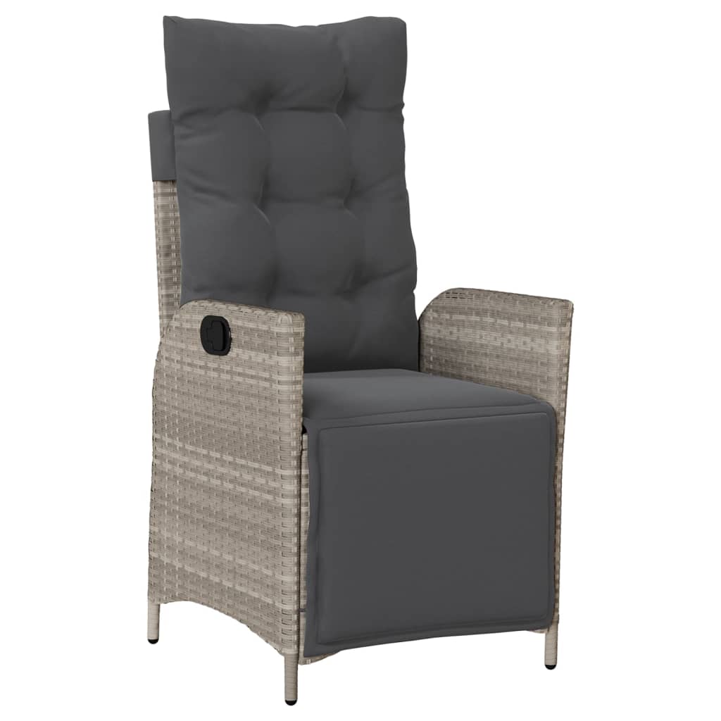 Ensemble à manger de jardin et coussins 5 pcs gris clair rotin