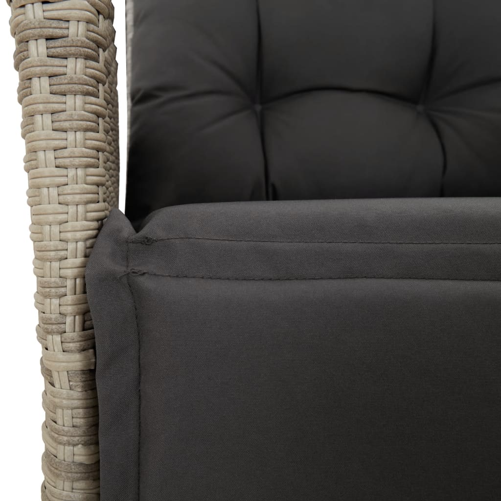 Ensemble à manger de jardin et coussins 5 pcs gris clair rotin