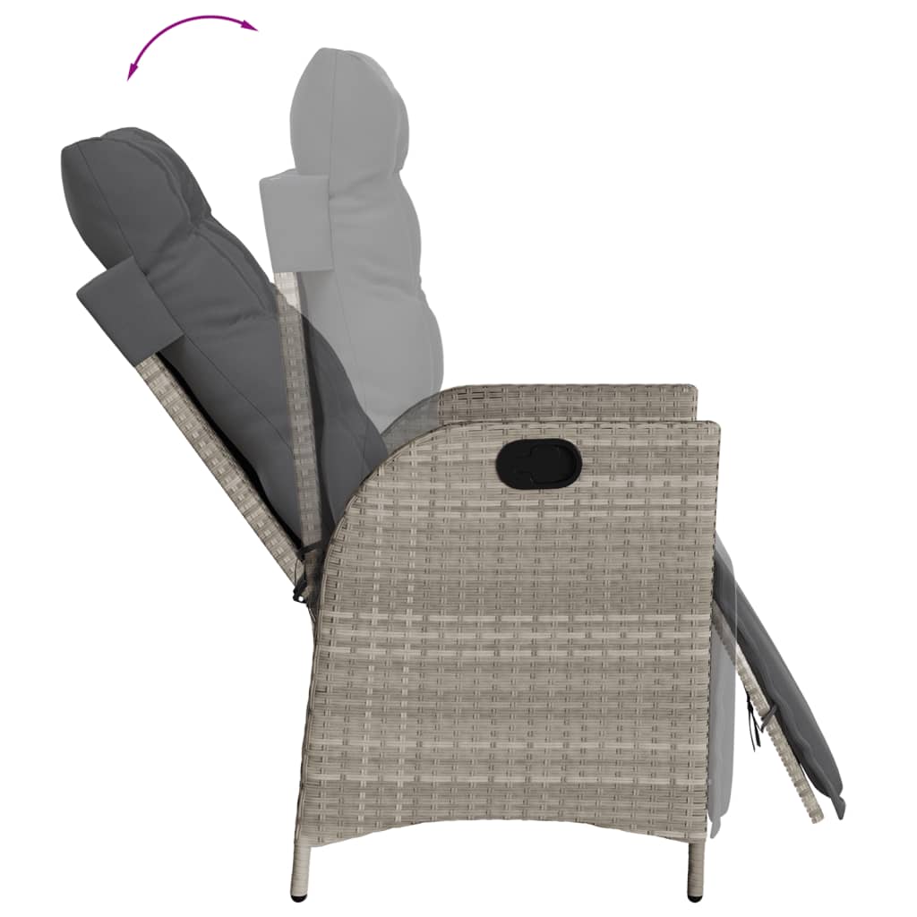 Ensemble à manger de jardin et coussins 5 pcs gris clair rotin