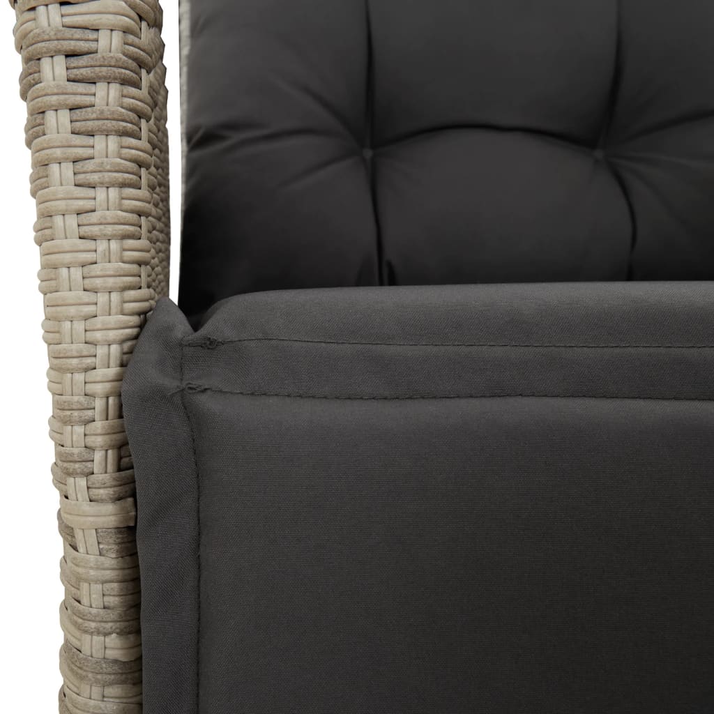 Ensemble à manger de jardin et coussins 5 pcs gris clair rotin