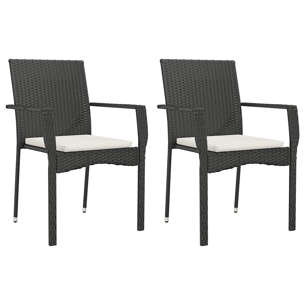 Ensemble à manger de jardin 9pcs coussins noir résine tressée