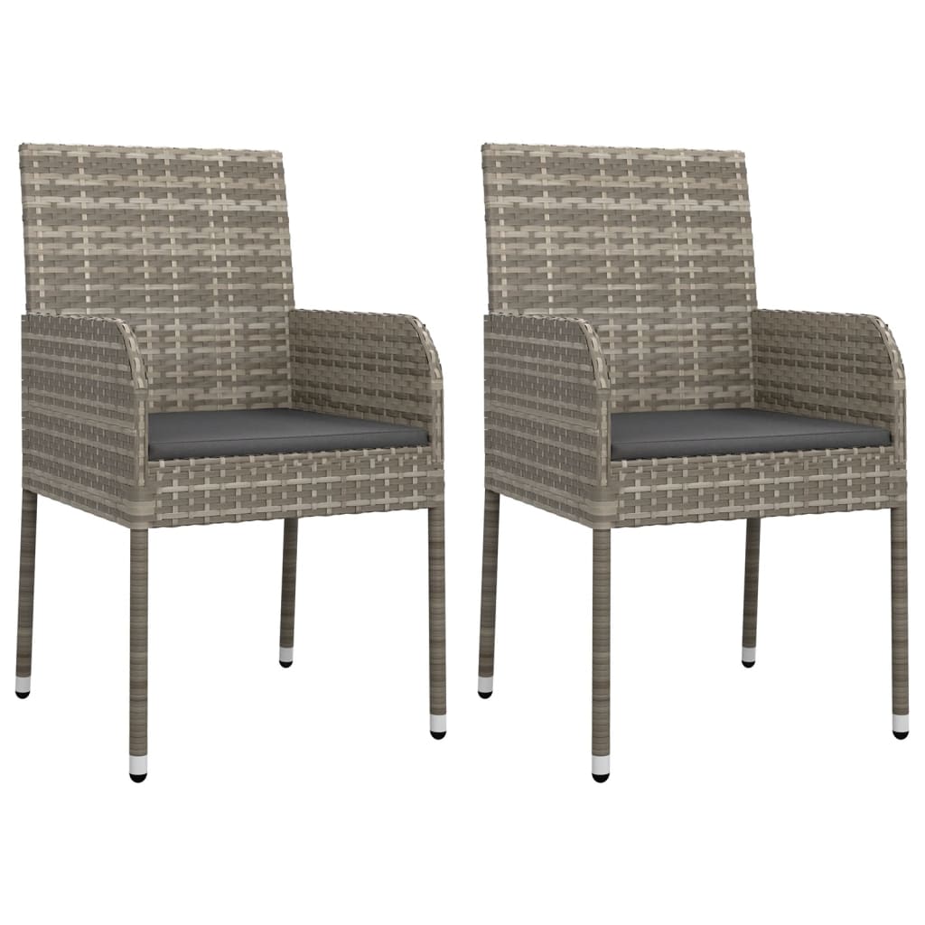Ensemble à manger de jardin et coussins 7 pcs gris rotin