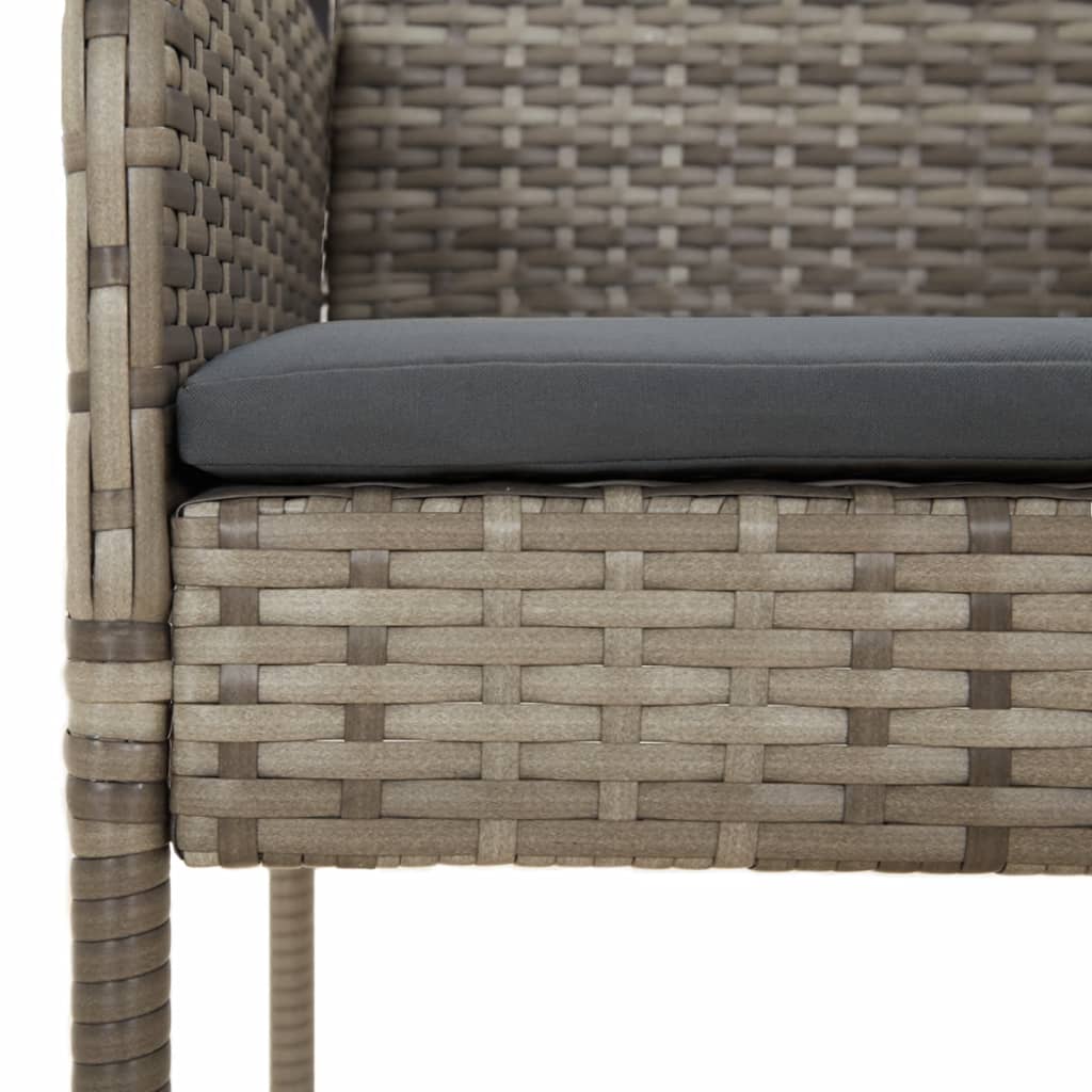 Ensemble à manger de jardin et coussins 7 pcs gris rotin