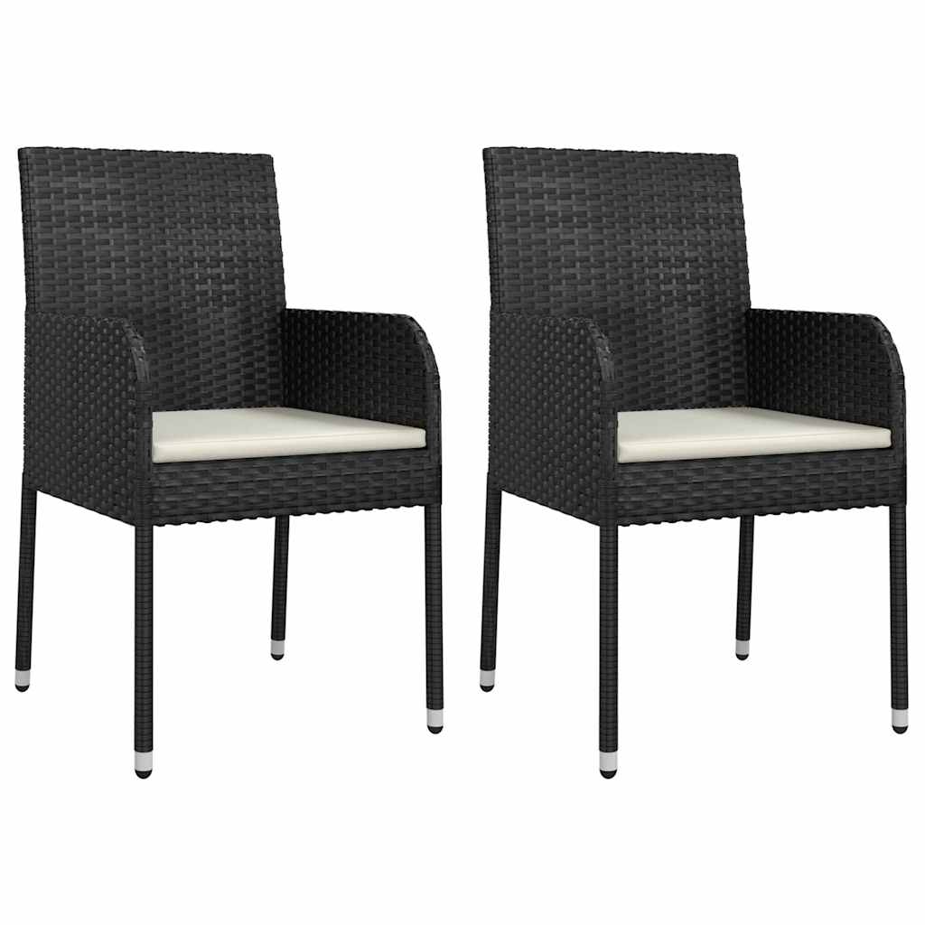 Ensemble à manger de jardin 9pcs coussins noir résine tressée