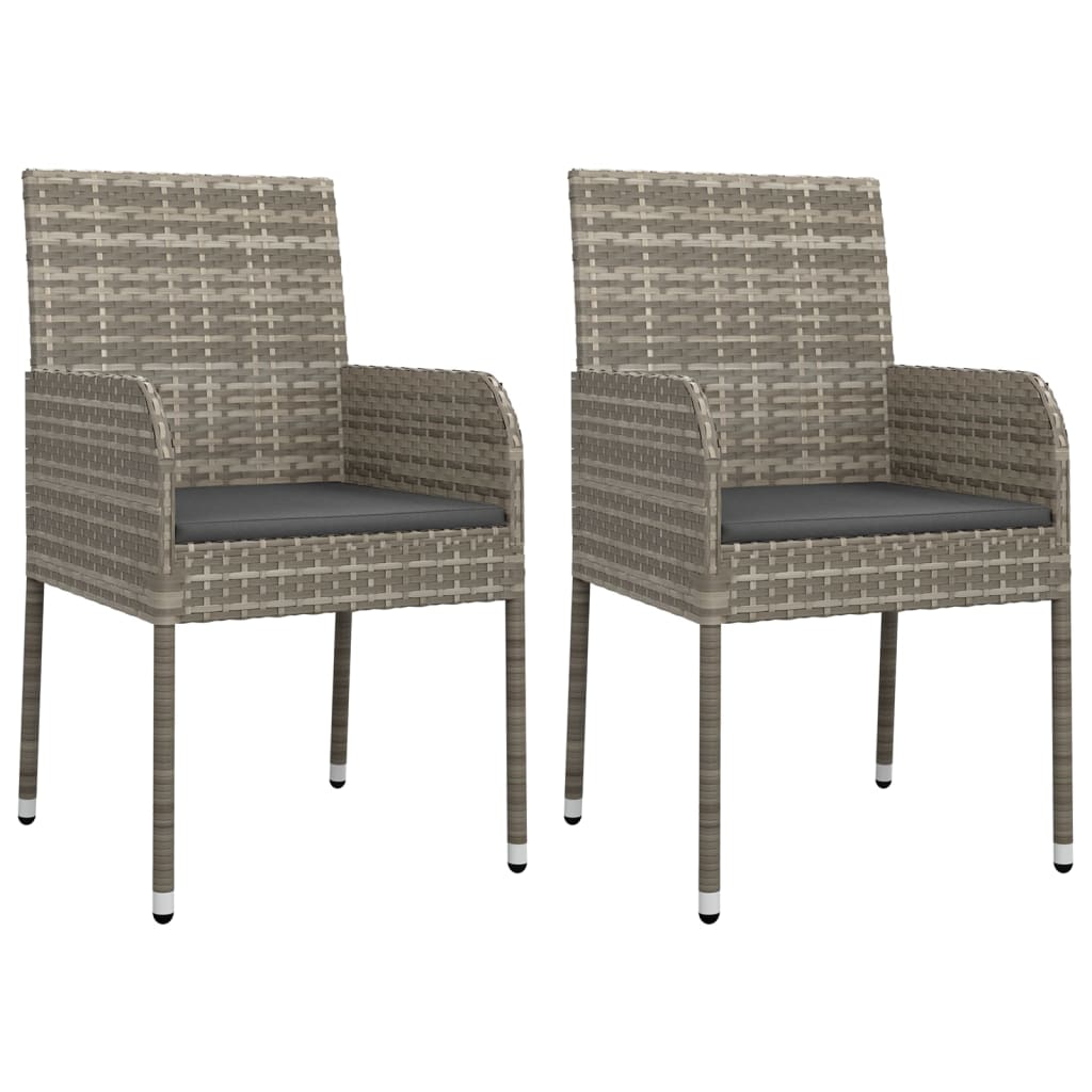Ensemble à manger de jardin et coussins 7 pcs gris rotin