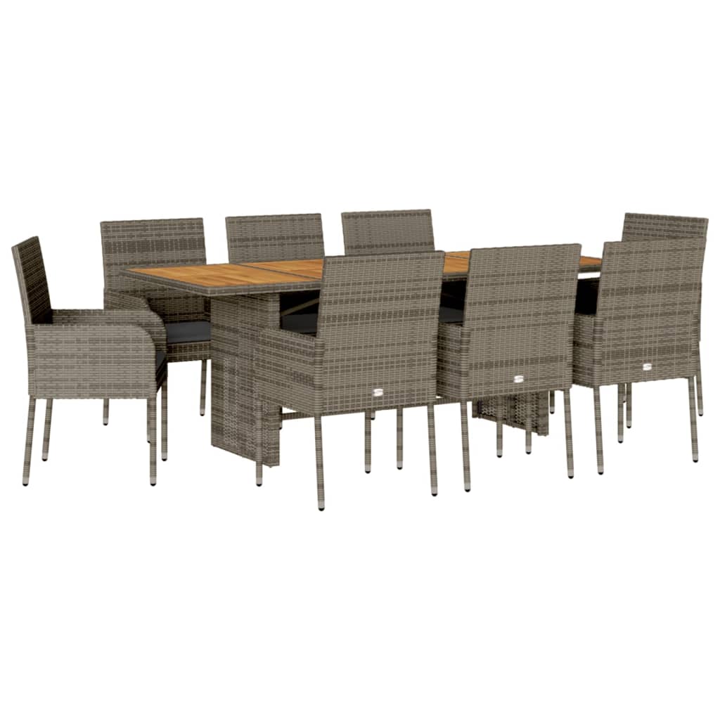 Ensemble à manger de jardin 9 pcs coussins gris résine tressée Salons de jardin vidaXL