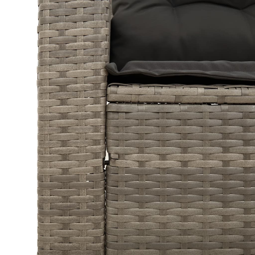 Salon de jardin 5 pcs avec coussins gris résine tressée acacia