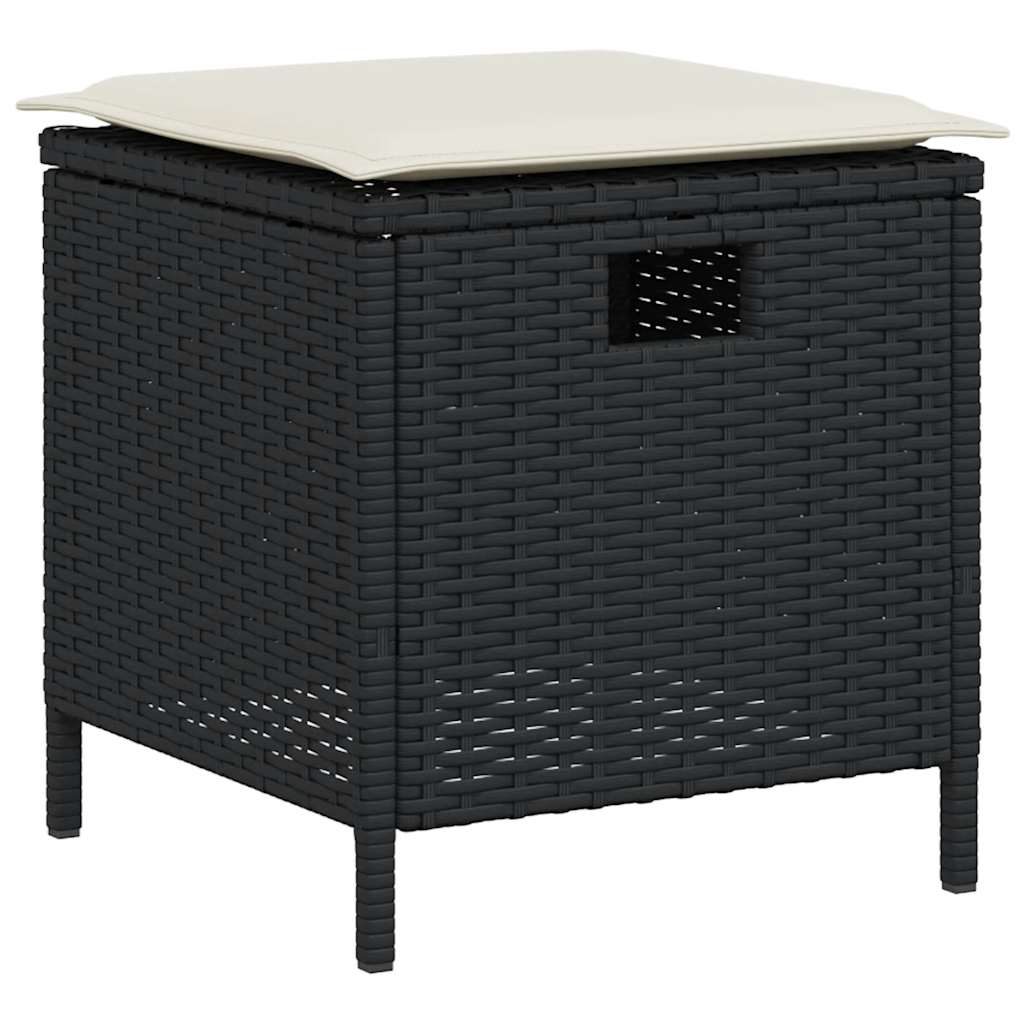 Ensemble de canapé de jardin 6 pcs avec coussins en forme de L noir résine tressée