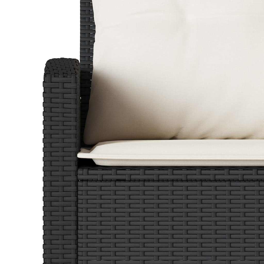 Ensemble de canapé de jardin 6 pcs avec coussins en forme de L noir résine tressée