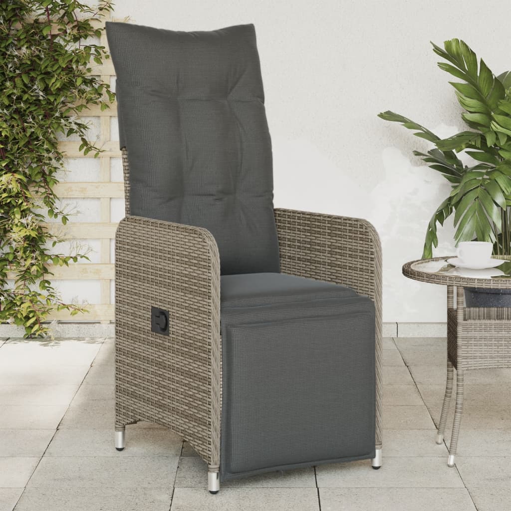 Chaises inclinables de jardin lot de 2 et coussins gris rotin Chaises de jardin vidaXL