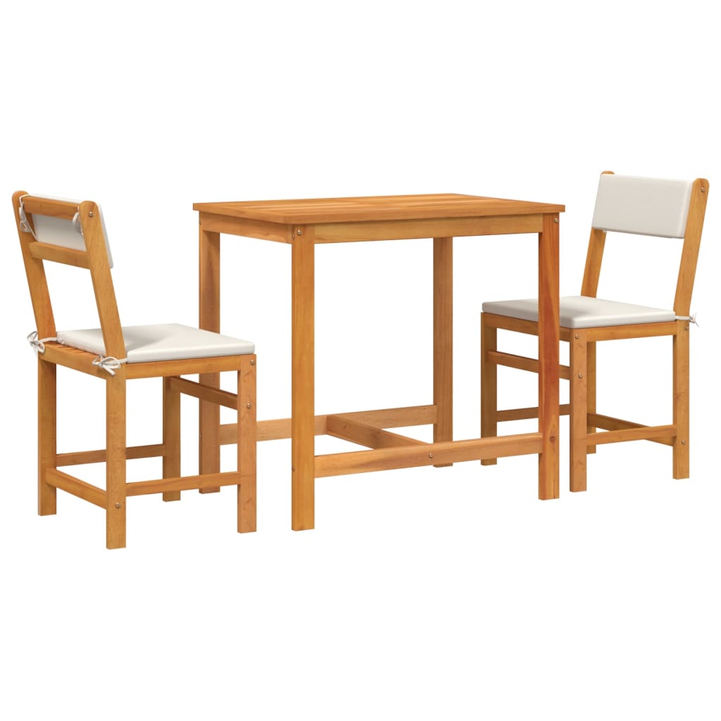 Ensemble de balcon avec coussins 3 pcs bois massif d'acacia Salons de jardin vidaXL