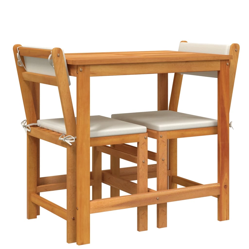 Ensemble de balcon avec coussins 3 pcs bois massif d'acacia Salons de jardin vidaXL