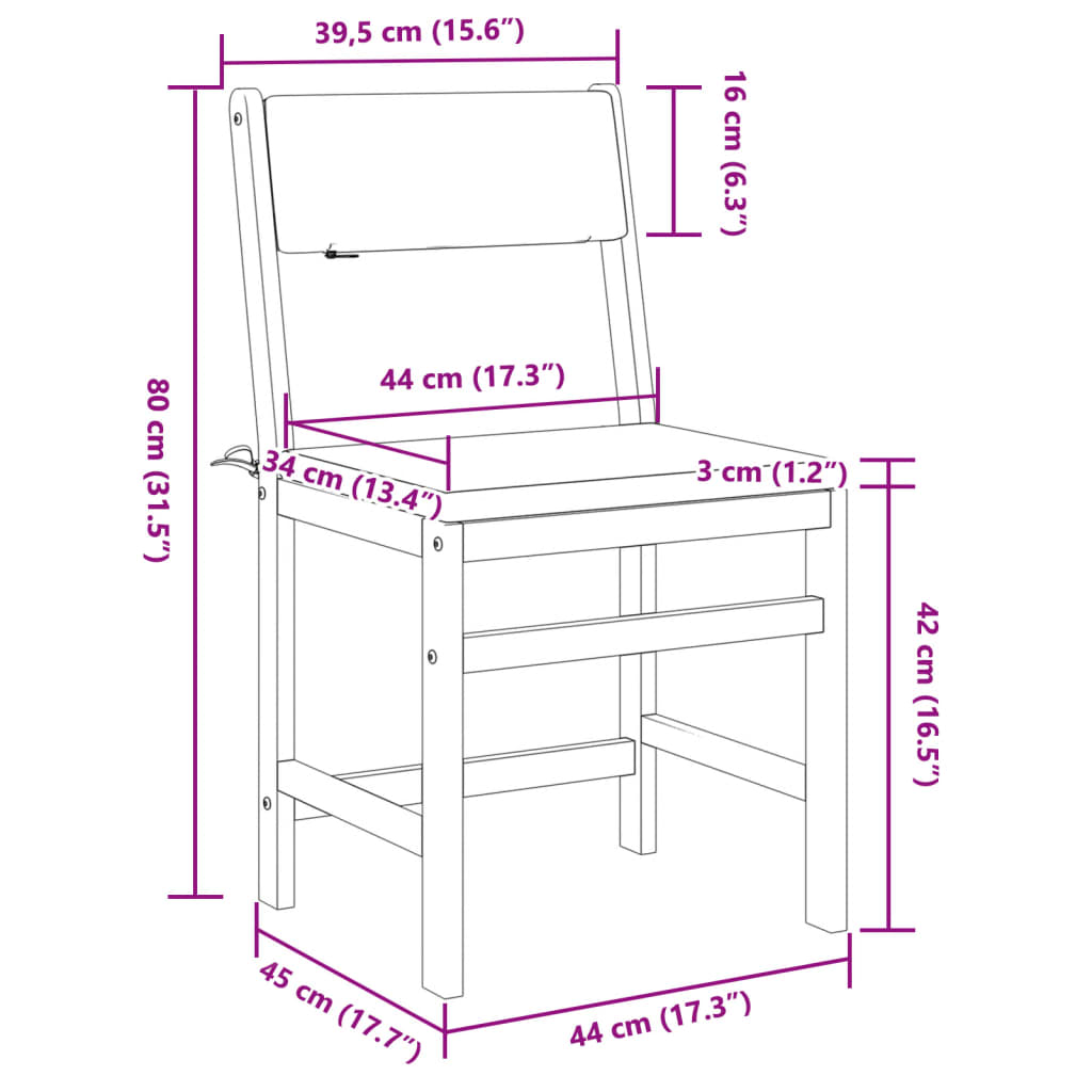 Ensemble de balcon avec coussins 3 pcs bois massif d'acacia Salons de jardin vidaXL