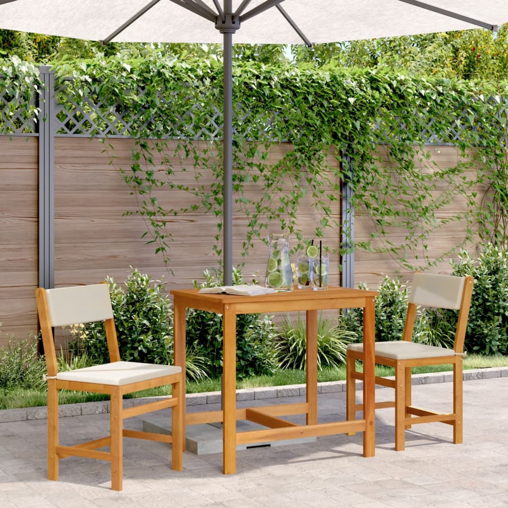 Ensemble de balcon avec coussins 3 pcs bois massif d'acacia Salons de jardin vidaXL