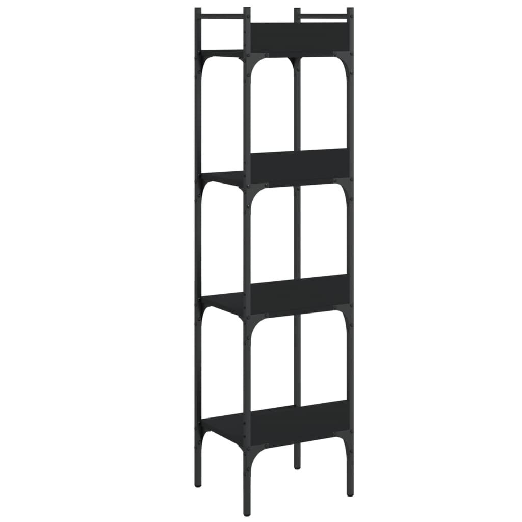 Bibliothèque à 4 niveaux noir 35x30x138,5 cm bois d'ingénierie - XIOS