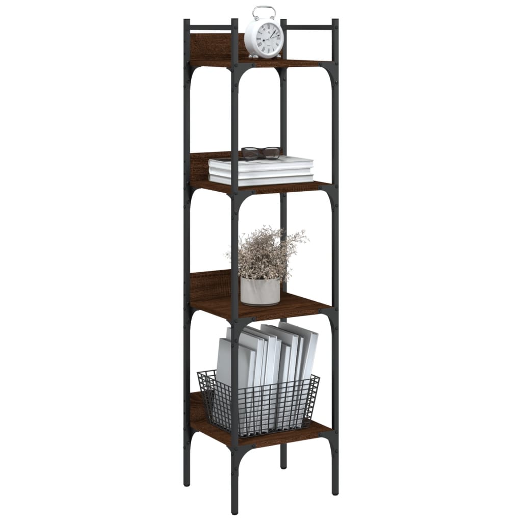 Bibliothèque à 4 niveaux chêne 35x30x138,5 cm bois d'ingénierie - XIOS