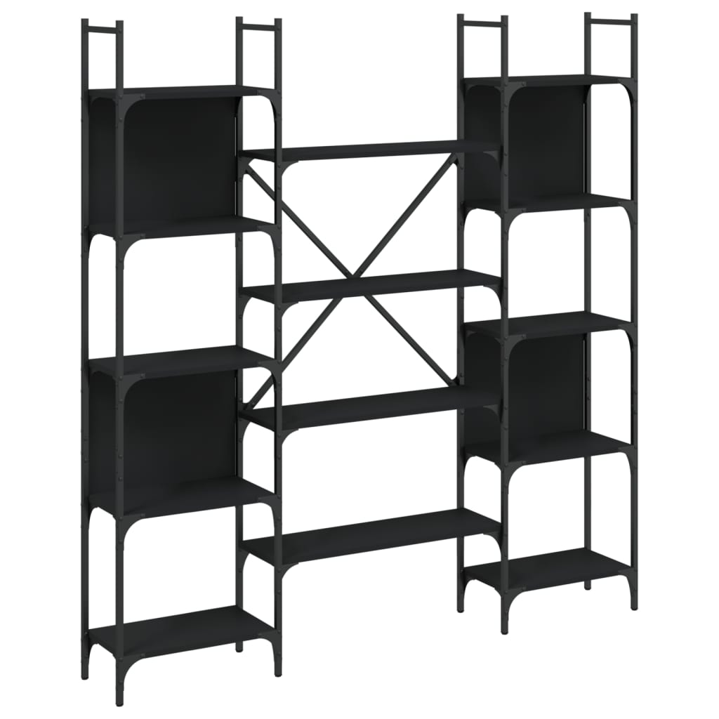 Bibliothèque noir 155,5x24x166,5 cm bois d'ingénierie - XIOS