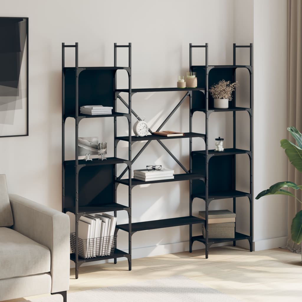 Bibliothèque noir 155,5x24x166,5 cm bois d'ingénierie - XIOS