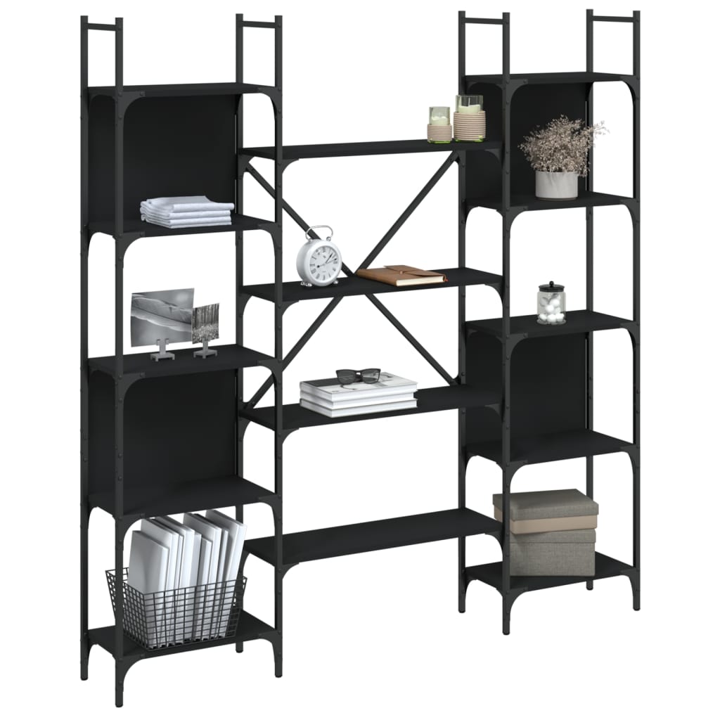 Bibliothèque noir 155,5x24x166,5 cm bois d'ingénierie - XIOS