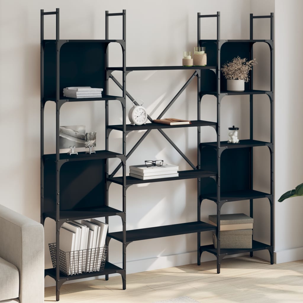 Bibliothèque noir 155,5x24x166,5 cm bois d'ingénierie - XIOS