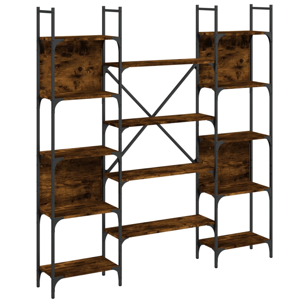 Bibliothèque chêne fumé 155,5x24x166,5 cm bois d'ingénierie - XIOS