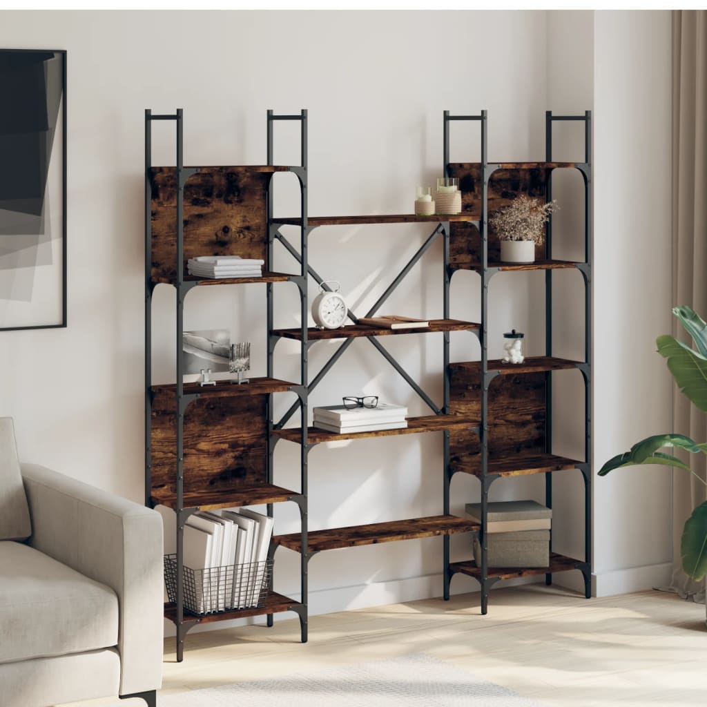 Bibliothèque chêne fumé 155,5x24x166,5 cm bois d'ingénierie - XIOS