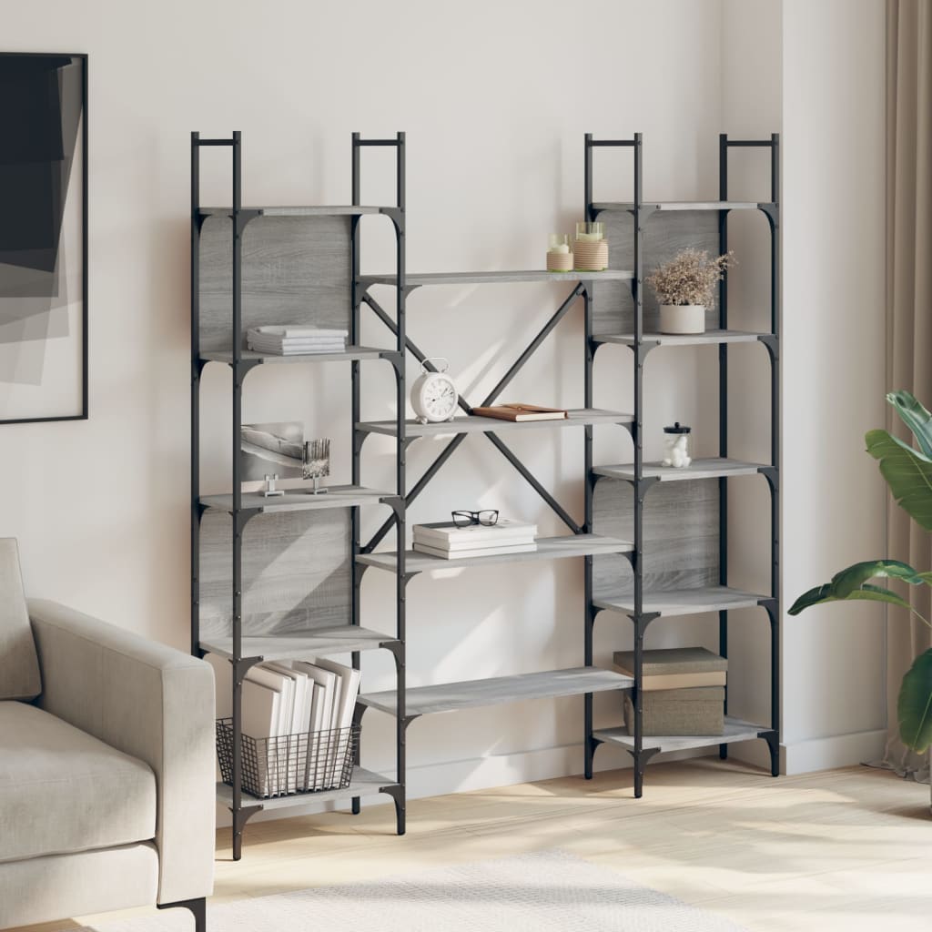 Bibliothèque sonoma gris 155,5x24x166,5 cm bois d'ingénierie - XIOS