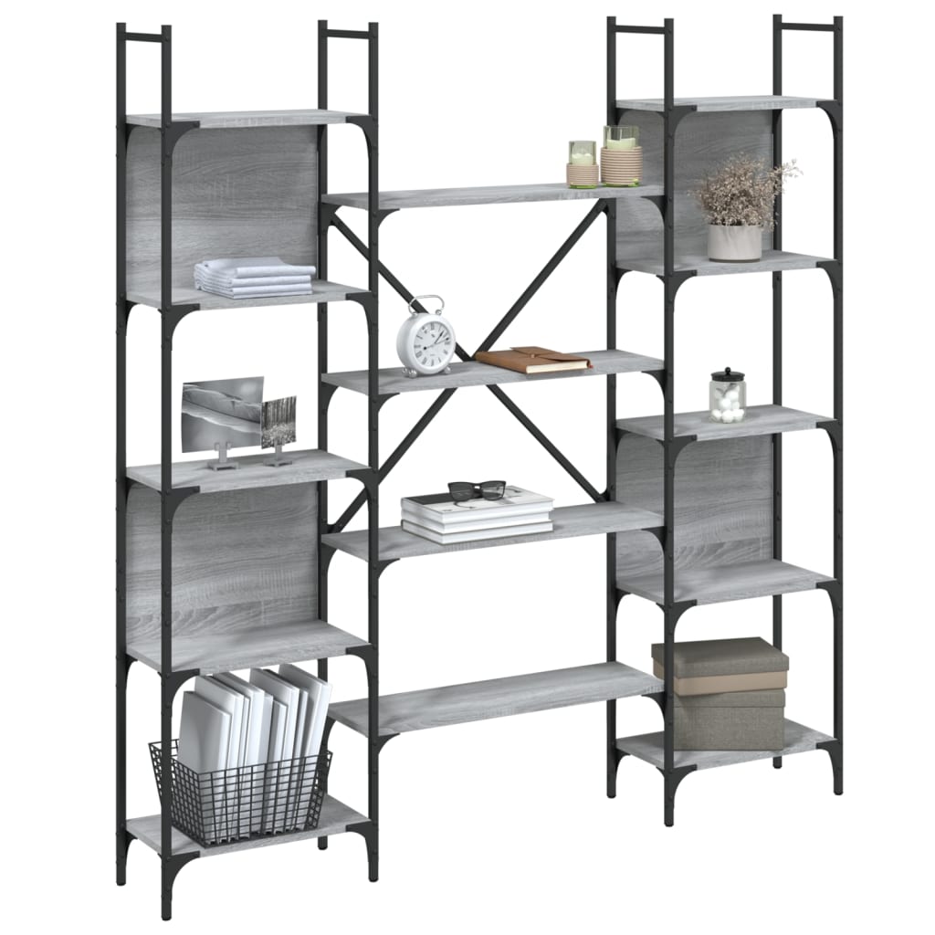 Bibliothèque sonoma gris 155,5x24x166,5 cm bois d'ingénierie - XIOS
