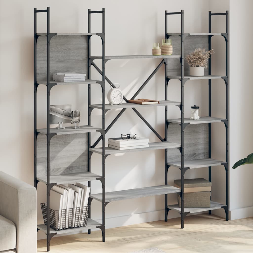Bibliothèque sonoma gris 155,5x24x166,5 cm bois d'ingénierie - XIOS