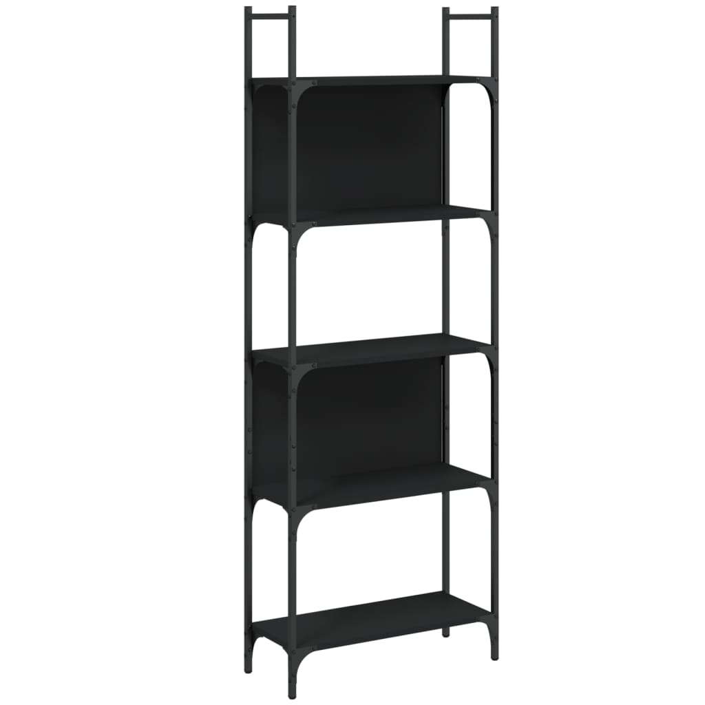 Bibliothèque à 5 niveaux noir 60,5x24x166,5cm bois d'ingénierie - XIOS