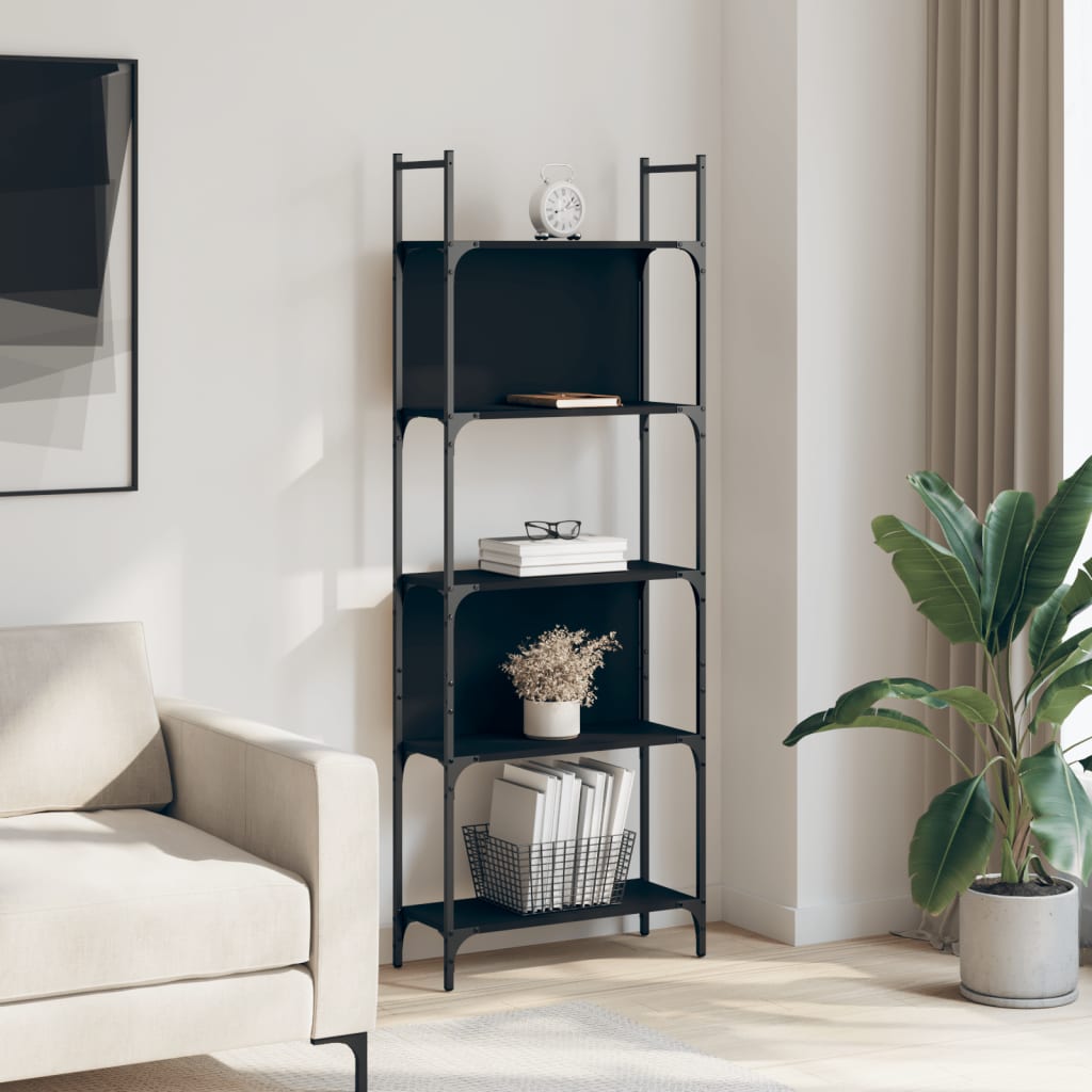 Bibliothèque à 5 niveaux noir 60,5x24x166,5cm bois d'ingénierie - XIOS