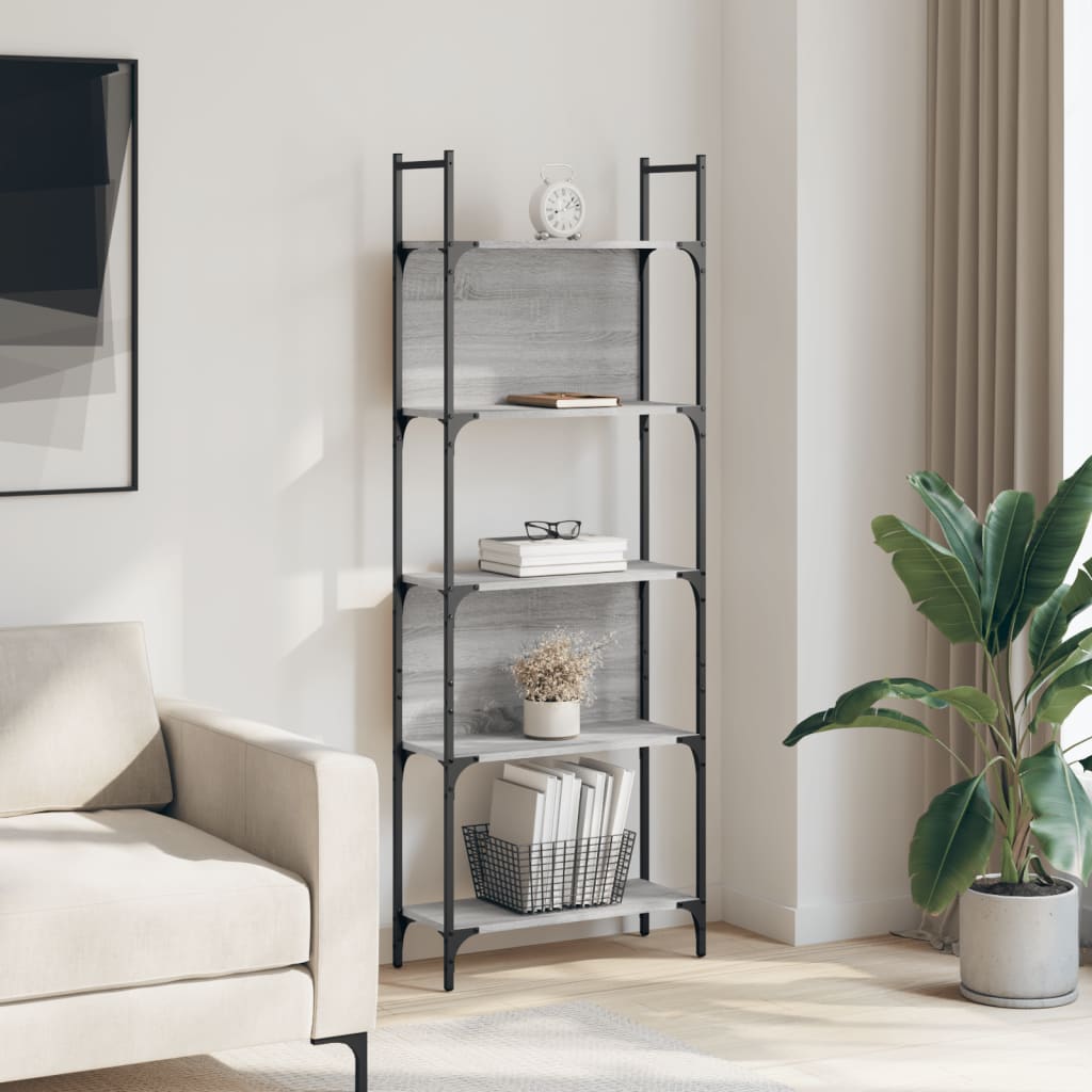 Bibliothèque à 5 niveaux sonoma gris 60,5x24x166,5 cm - XIOS