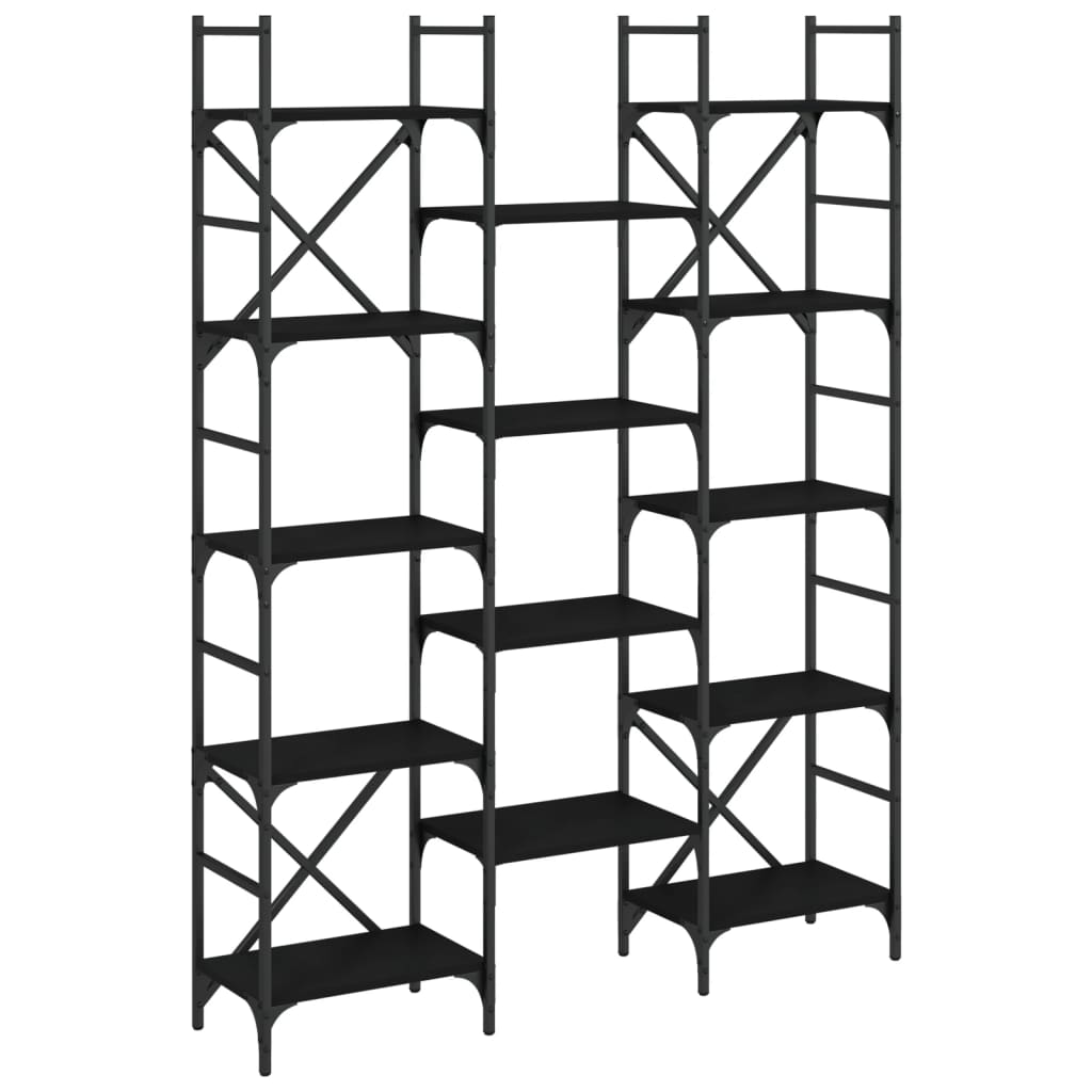 Bibliothèque noir 127,5x28,5x172,5 cm bois d'ingénierie - XIOS